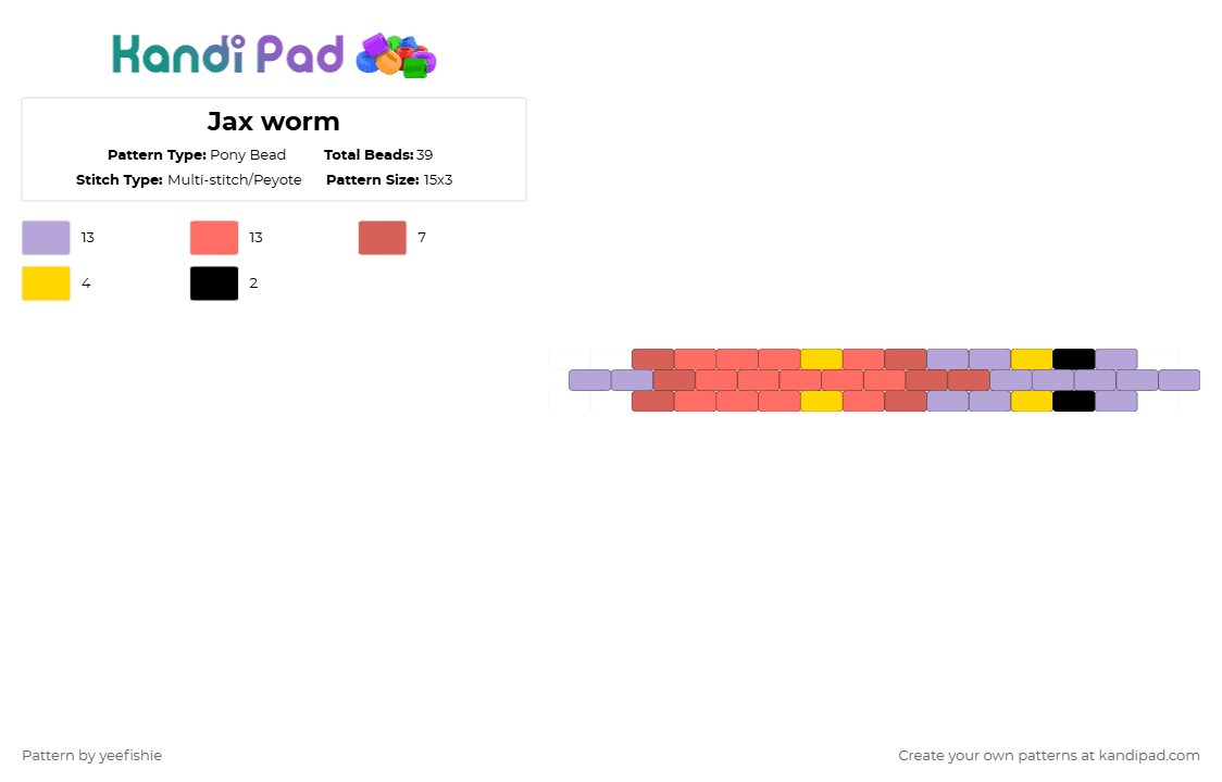 Jax worm - Pony Bead Pattern by yeefishie on Kandi Pad - pink,red,tadc,the amazing digital circus,jax,worm,funny,cartoon,character,lol