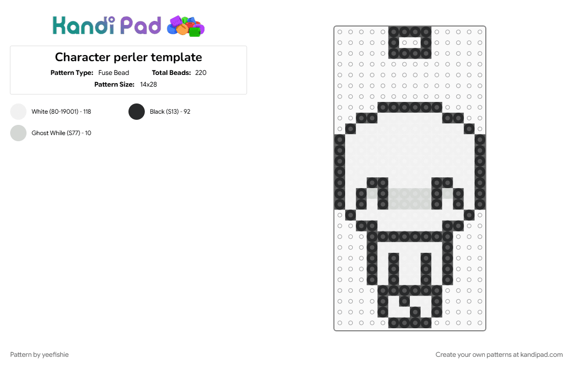 Character perler template - Fuse Bead Pattern by yeefishie on Kandi Pad - black, character, chibi, oc, perler, white