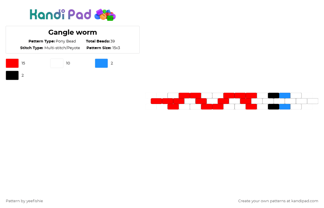 Gangle worm - Pony Bead Pattern by yeefishie on Kandi Pad - red,tadc,the amazing digital circus,worm,funny,cartoon,character,lol,gangle