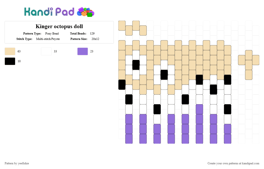 Kinger octopus doll - Pony Bead Pattern by yeefishie on Kandi Pad - beige,purple,tadc,the amazing digital circus,kinger,glitch,character,cartoon,doll,octopus