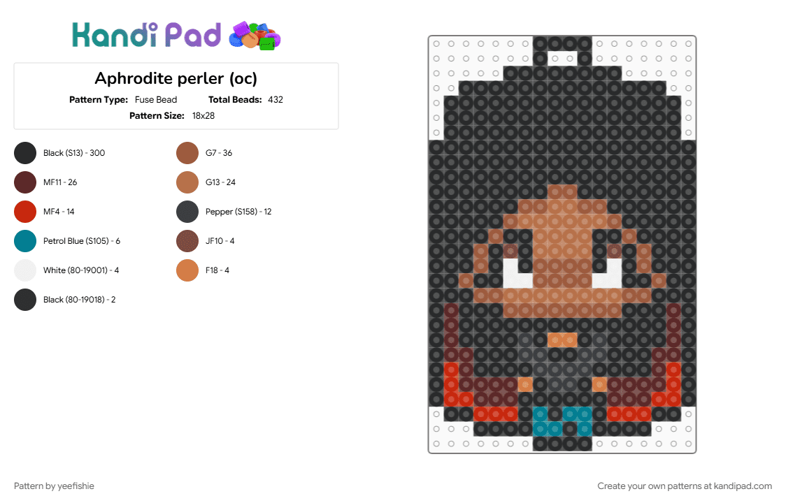 Aphrodite perler (oc) - Fuse Bead Pattern by yeefishie on Kandi Pad - aphrodite, black, book, brown, character, charm, oc, perler, red, tan, the hibernation project, writer