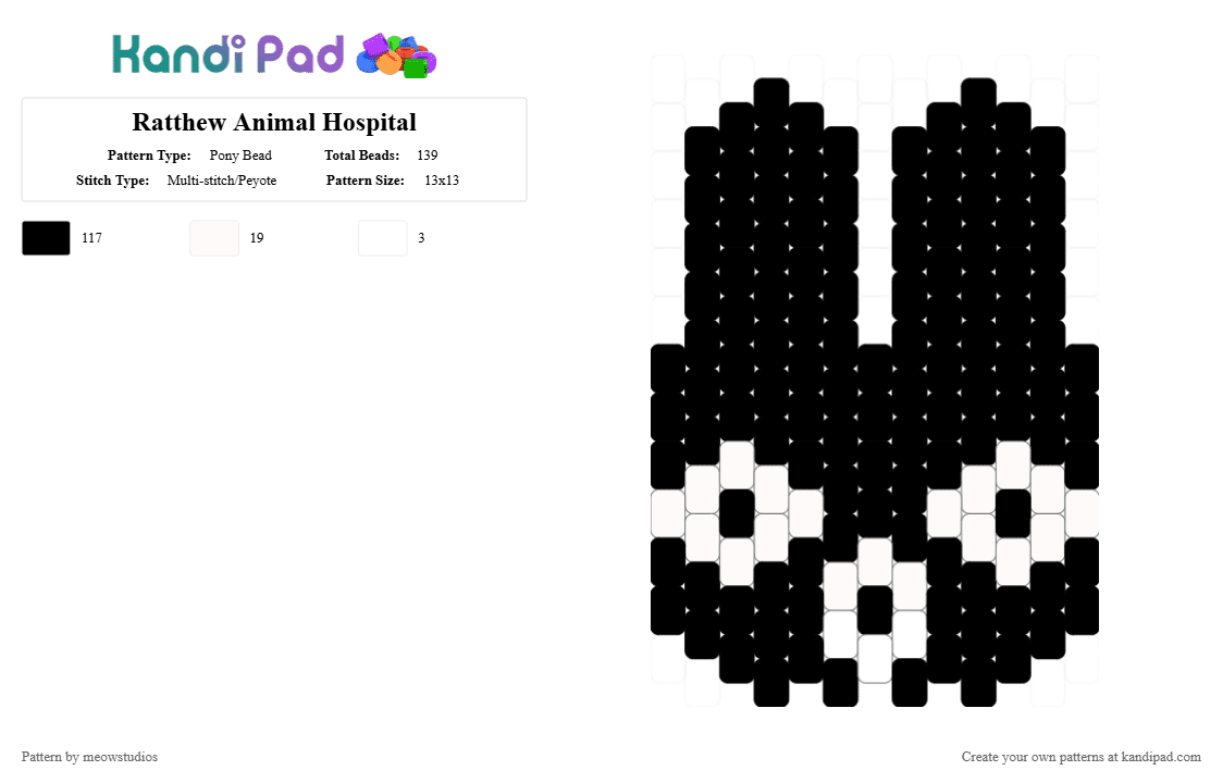 Ratthew Animal Hospital - Pony Bead Pattern by meowstudios on Kandi Pad - animal hospital, black, rat, ratthew
