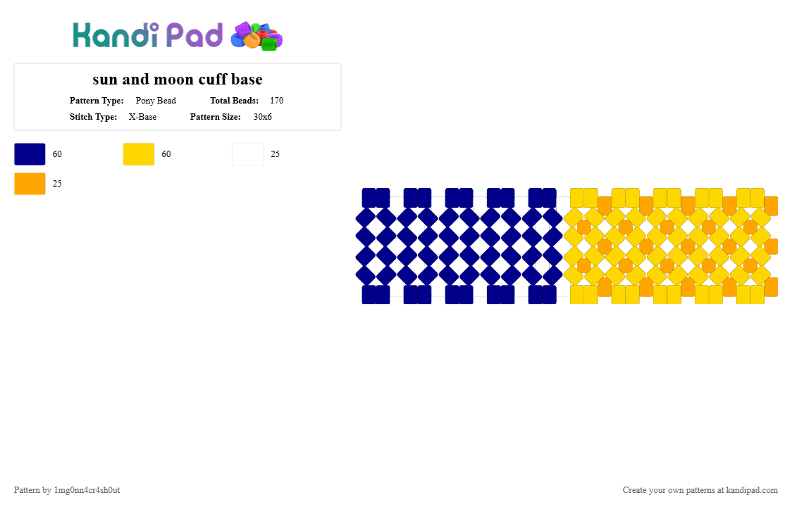 sun and moon cuff base - Pony Bead Pattern by 1mg0nn4cr4sh0ut on Kandi Pad - purple,yellow