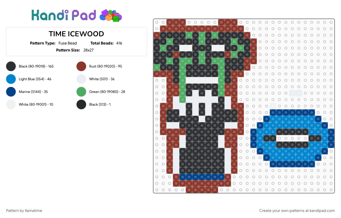 TIME ICEWOOD - Fuse Bead Pattern by llamatime on Kandi Pad - blue, red