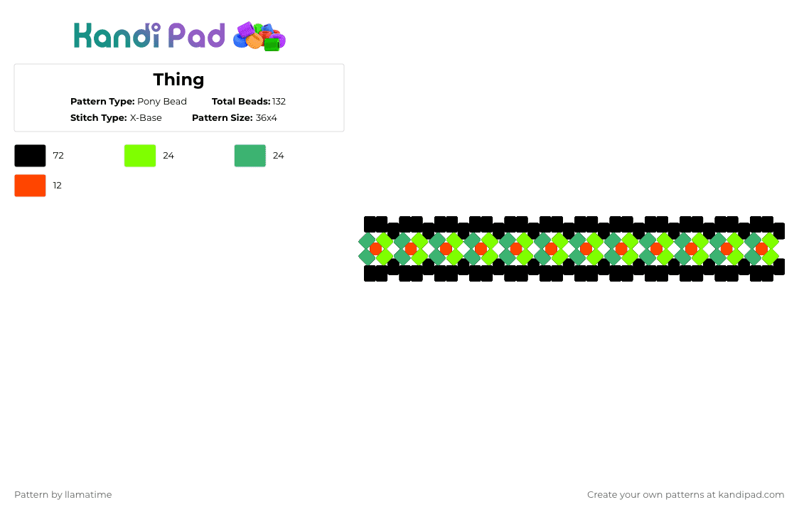 Thing - Pony Bead Pattern by llamatime on Kandi Pad - green