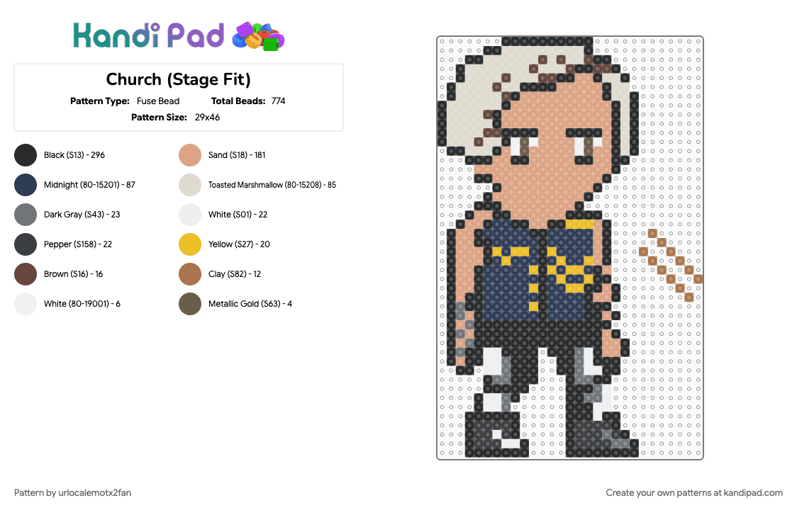Church (Stage Fit) - Fuse Bead Pattern by urlocalemotx2fan on Kandi Pad - beige, purple
