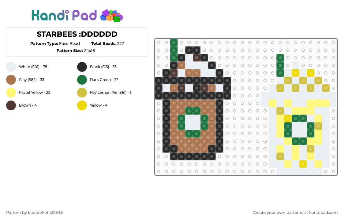STARBEES :DDDDDD - Fuse Bead Pattern by baddiehehe12345 on Kandi Pad - starbucks,coffee,food,tan,yellow