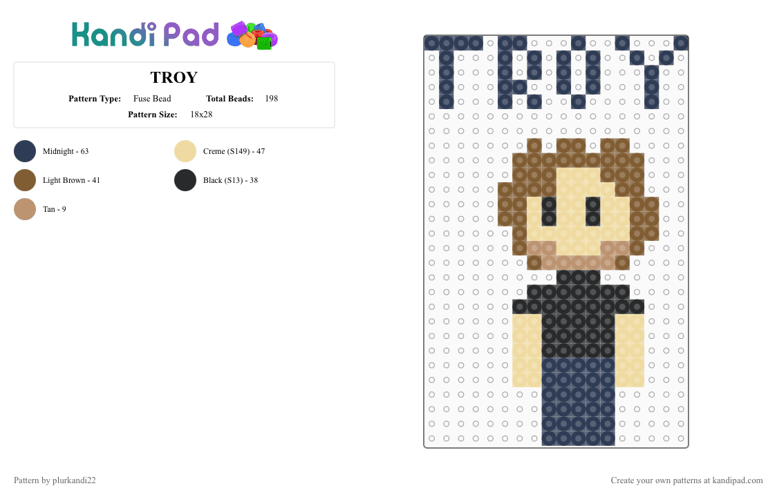 TROY - Fuse Bead Pattern by plurkandi22 on Kandi Pad - beige,purple