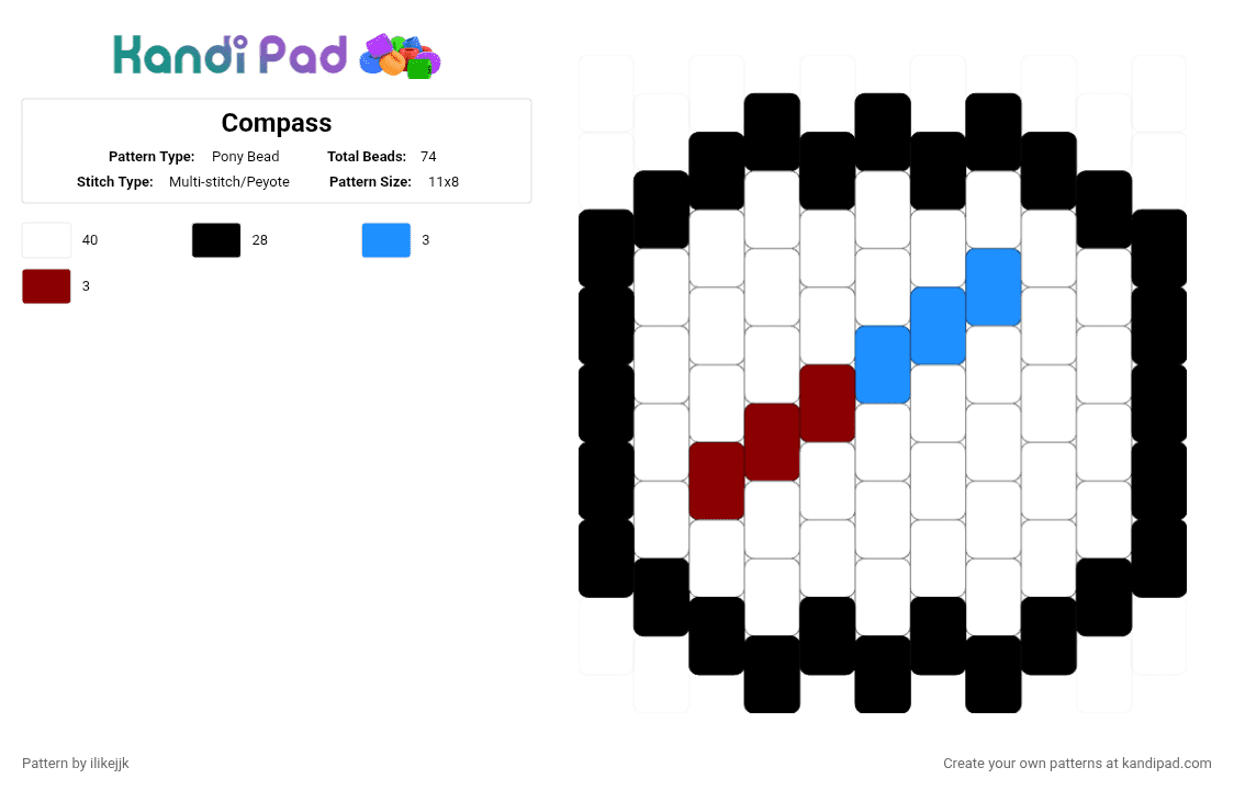 Kandi Compass Compass Pony Bead Pattern - Kandi Pad | Kandi Patterns, Fuse Bead ...