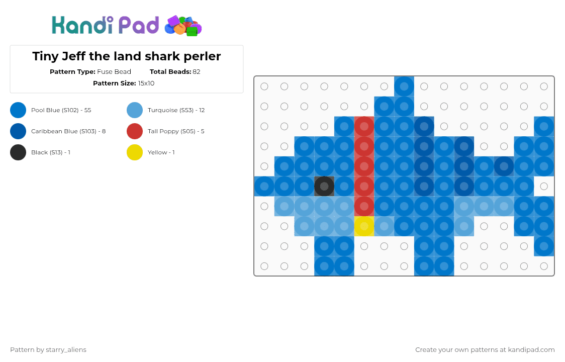 Tiny Jeff the land shark perler - Fuse Bead Pattern by starry_aliens on Kandi Pad - blue,fusebead,perler,shark,jeff,marvel