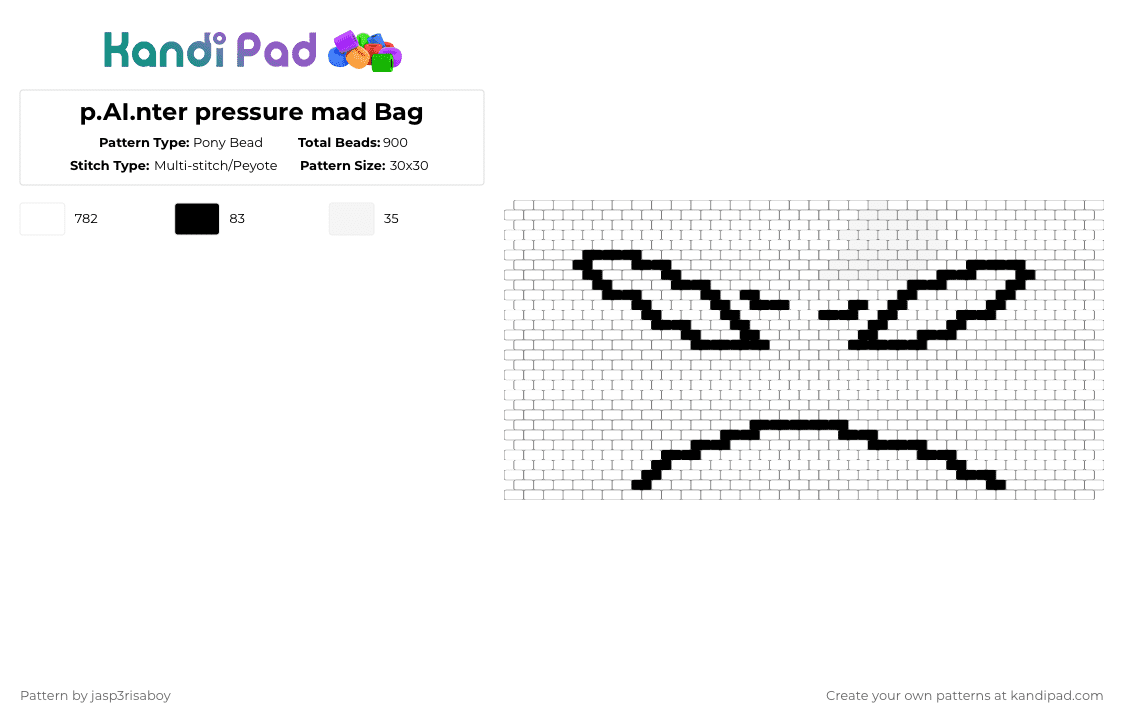 p.AI.nter pressure mad Bag - Pony Bead Pattern by jasp3risaboy on Kandi Pad - white
