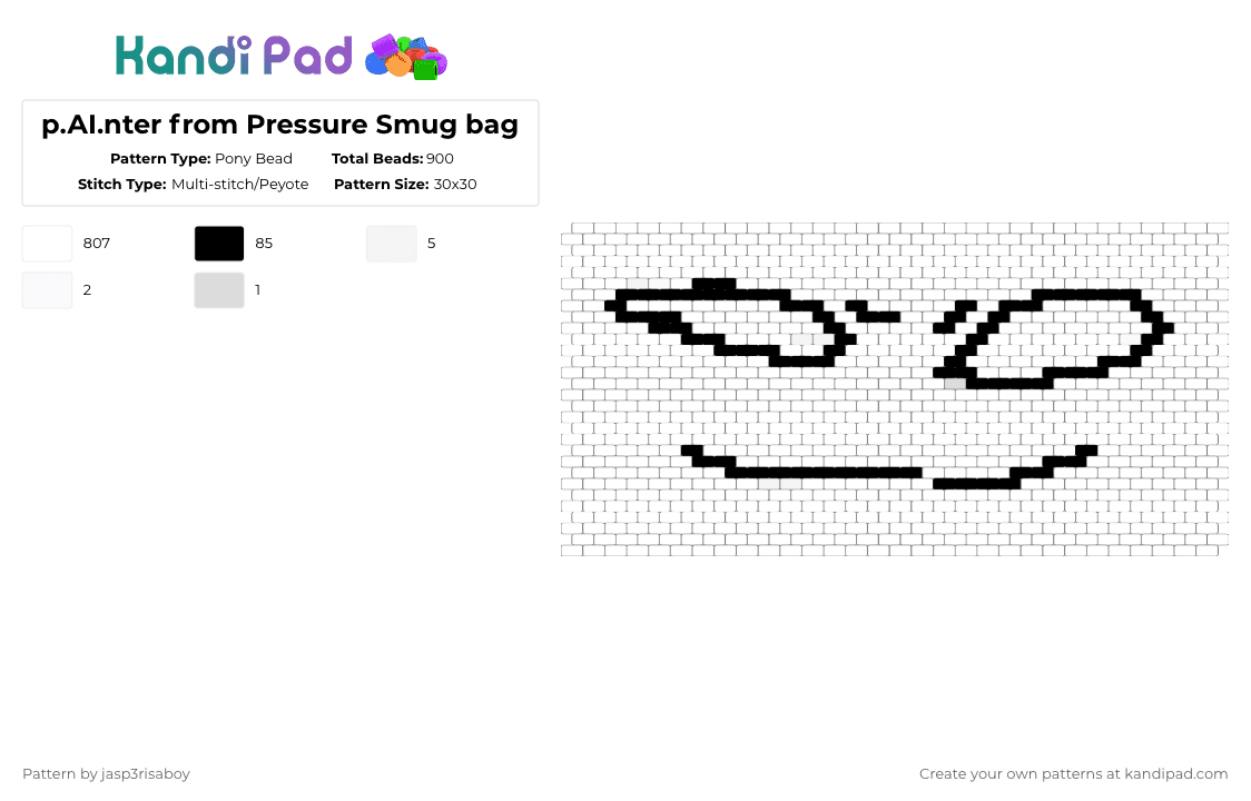 p.AI.nter from Pressure Smug bag - Pony Bead Pattern by jasp3risaboy on Kandi Pad - white
