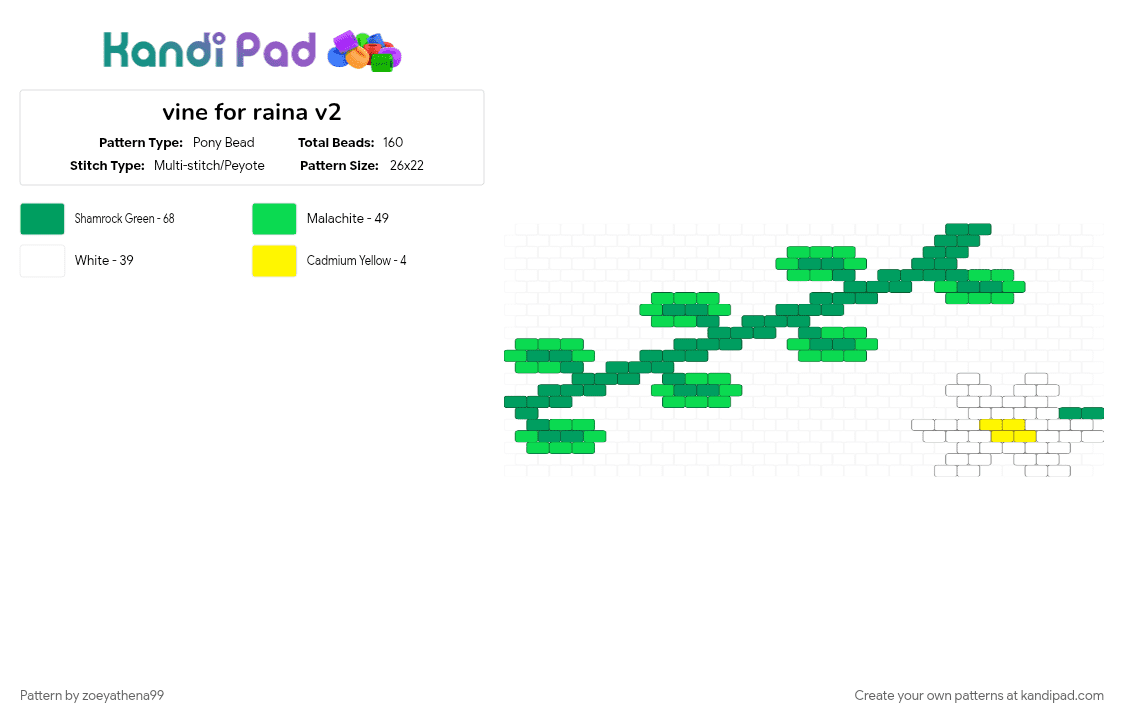 vine for raina v2 - Pony Bead Pattern by zoeyathena99 on Kandi Pad - green, teal