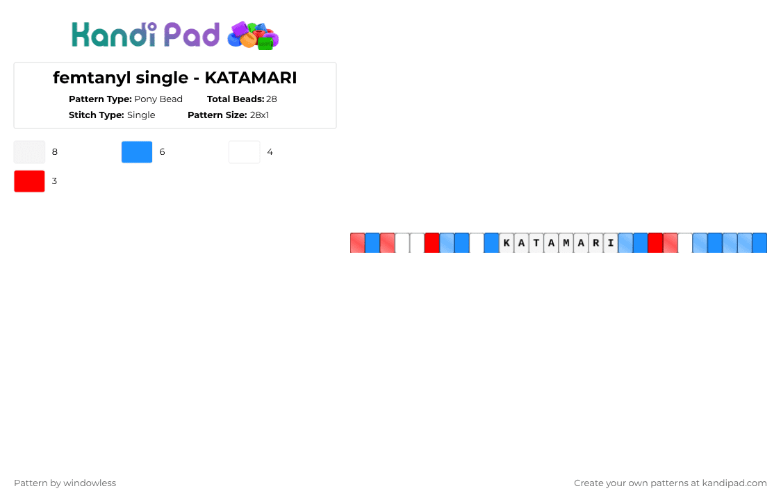 femtanyl single - KATAMARI - Pony Bead Pattern by windowless on Kandi Pad - light blue,red,femtanyl,katamari,cat,token,music,edm,single,song