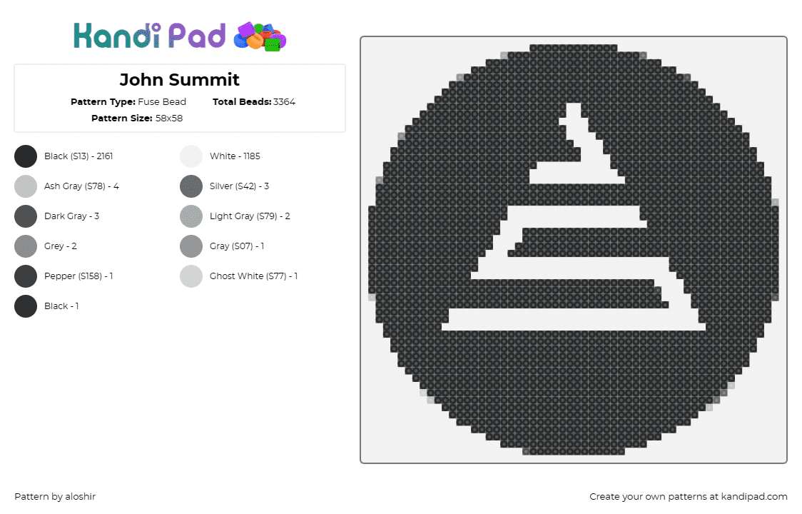 John Summit - Fuse Bead Pattern by aloshir on Kandi Pad - john summit,dj,edm,music,logo,contrast,emblem,electronic,summit,black,white