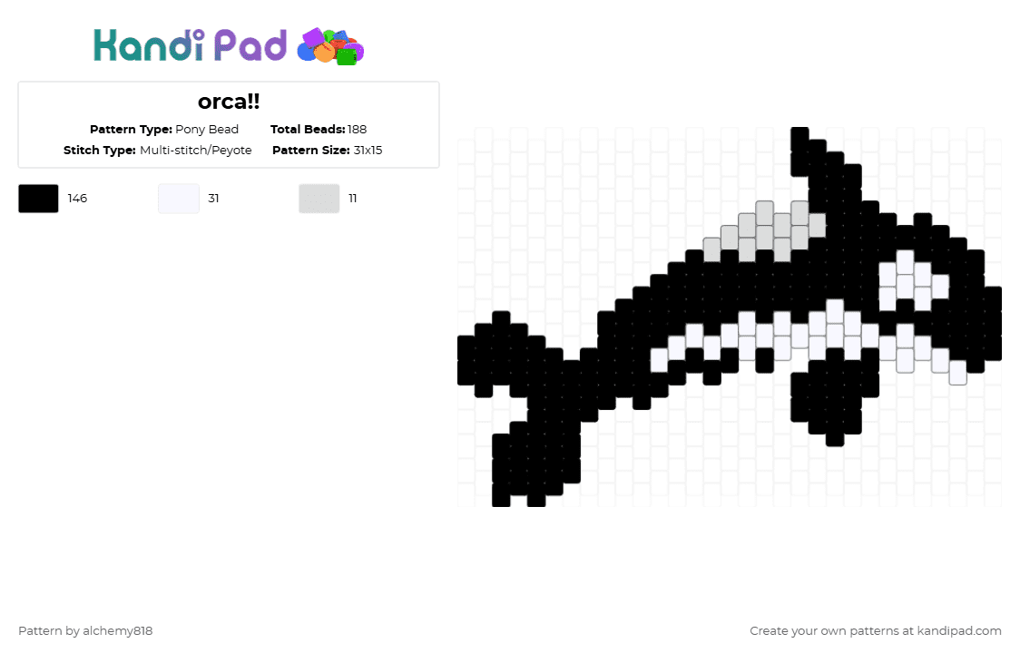 orca!! - Pony Bead Pattern by alchemy818 on Kandi Pad - black