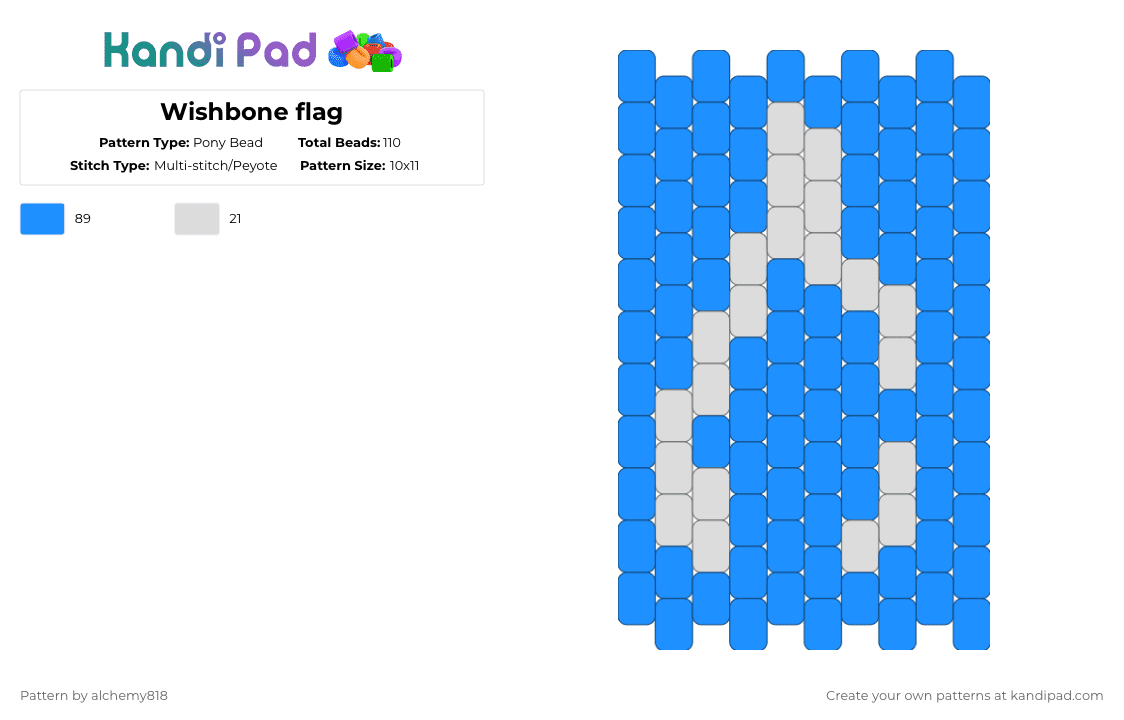 Wishbone flag - Pony Bead Pattern by alchemy818 on Kandi Pad - light blue