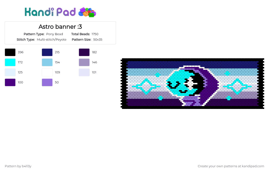 Astro Dandy\'s World banner :3 - Pony Bead Pattern by sh1zuk4_x3 on Kandi Pad - light blue,purple