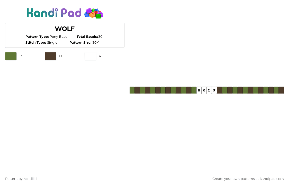 Wolf Kandi Pattern WOLF Pony Bead Pattern - Kandi Pad | Kandi Patterns, Fuse Bead Patterns ...