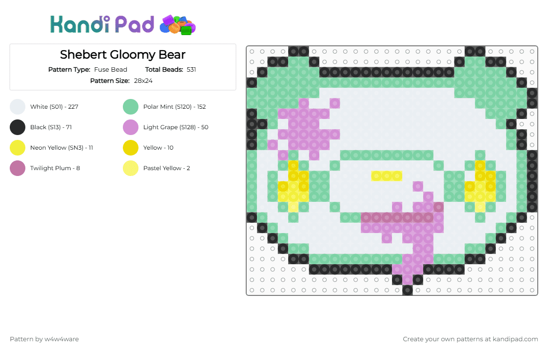 Shebert Gloomy Bear - Fuse Bead Pattern by w4w4ware on Kandi Pad - teal,gloomy bear,cute,bear,pastel,light,japan