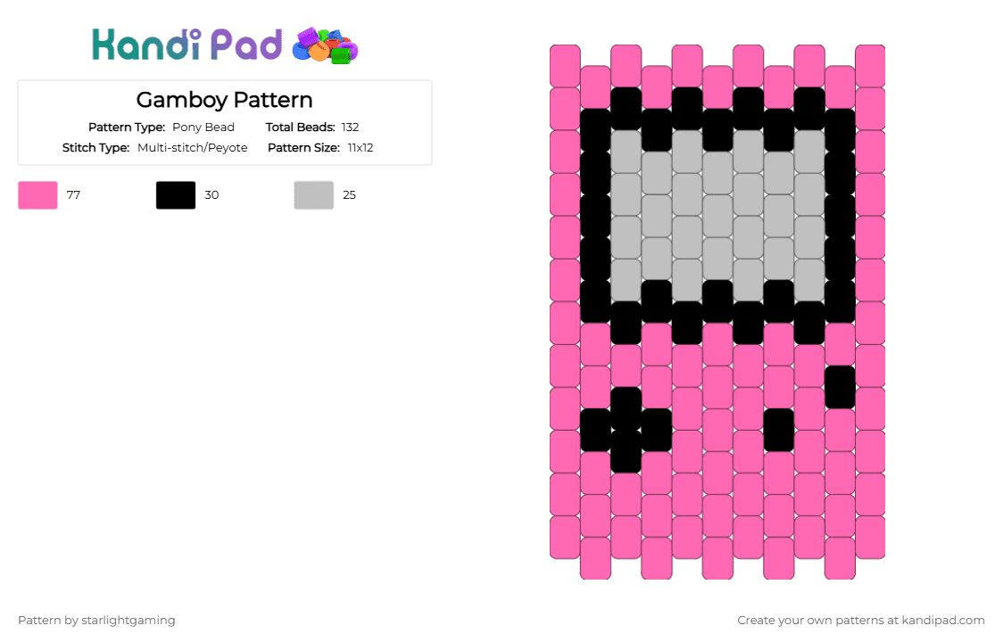 Gamboy Pattern - Pony Bead Pattern by yuki_playz on Kandi Pad - pink