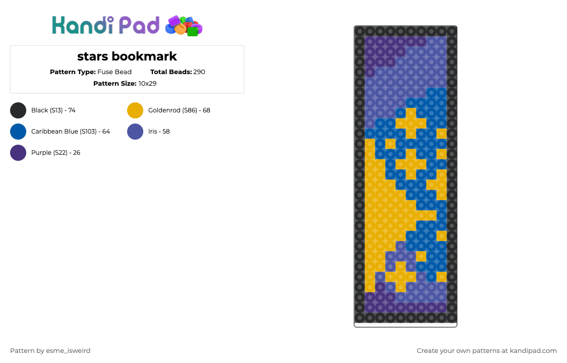 stars bookmark - Fuse Bead Pattern by esme_isweird on Kandi Pad - purple,bookmark,perler,fuse beads,easy,stars,night,nature,space
