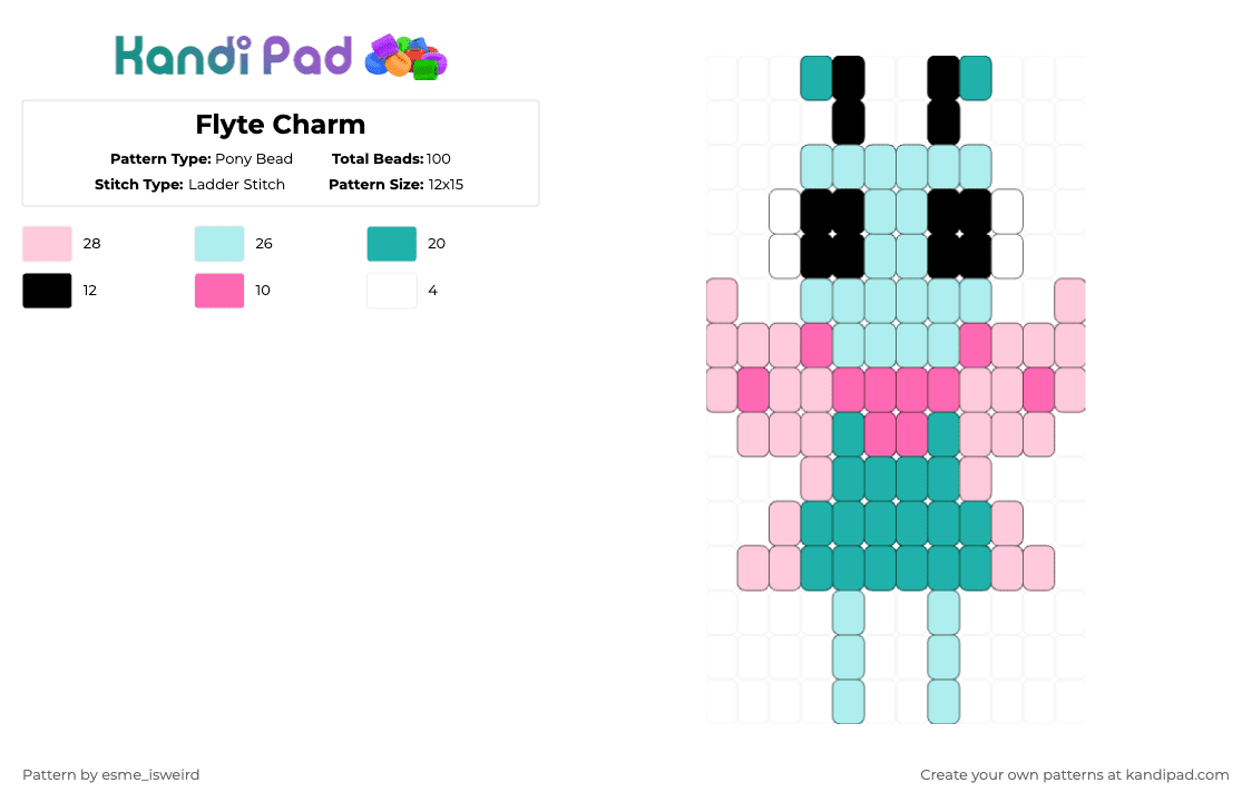 Flyte Charm - Pony Bead Pattern by esme_isweird on Kandi Pad - pink,flyte,dandys world,flyte dandys world,kandi,charm,kandi charm,ladder stitch,easy