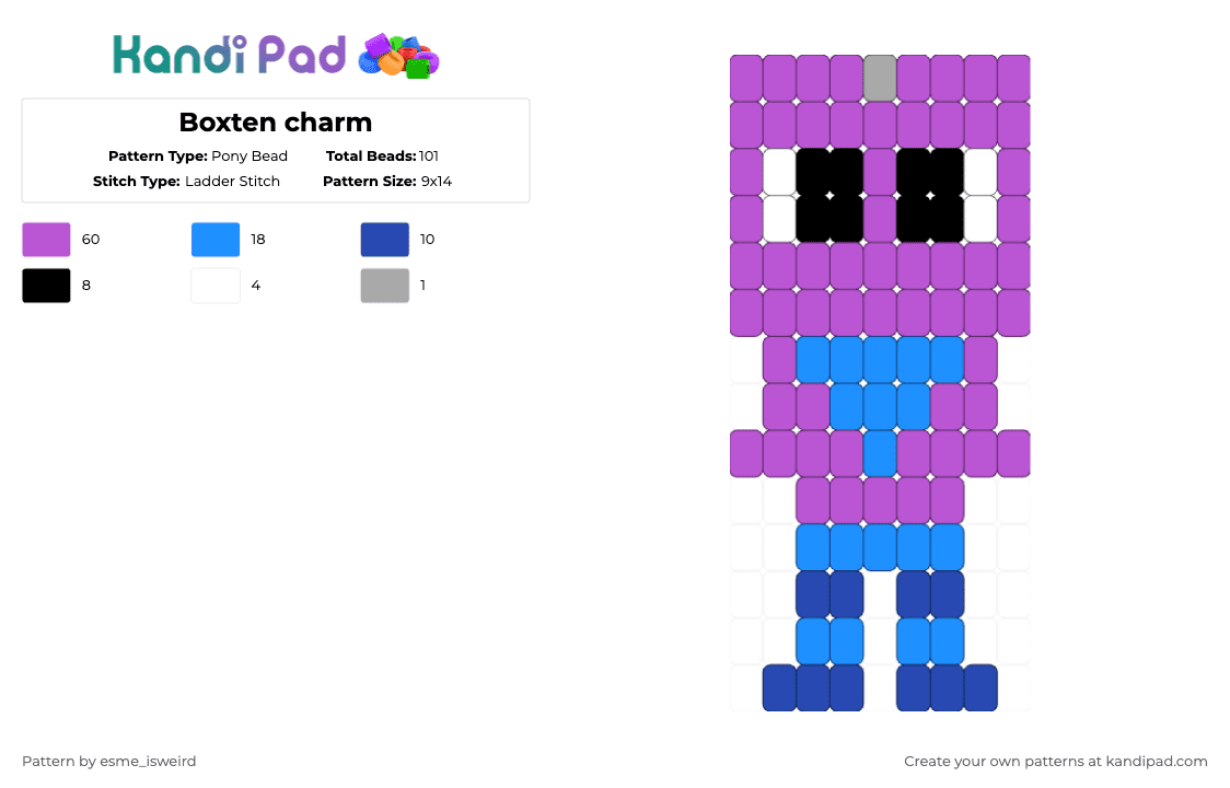 Boxten charm - Pony Bead Pattern by esme_isweird on Kandi Pad - pink,boxten,charm,dandys world,boxten dandys world,kandi,kandi charm,easy,ladder stitch