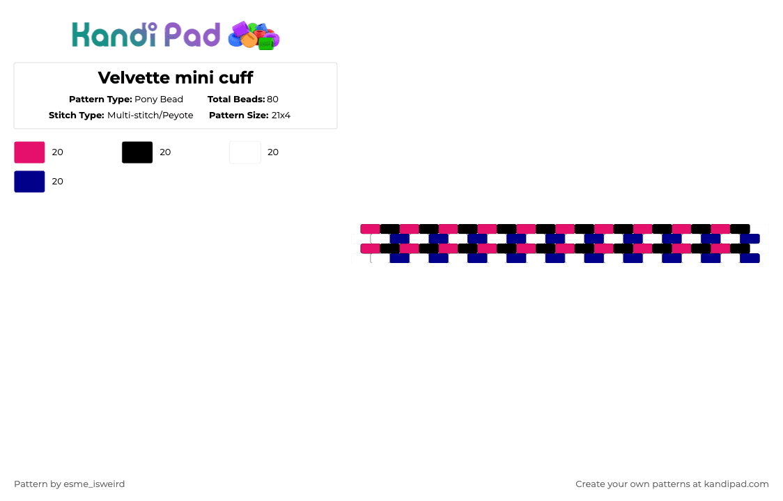 Velvette mini cuff - Pony Bead Pattern by esme_isweird on Kandi Pad - pink,purple,velvette,hazbin,hazbin hotel,mini cuff,cuff,velvette cuff,hh,velvet