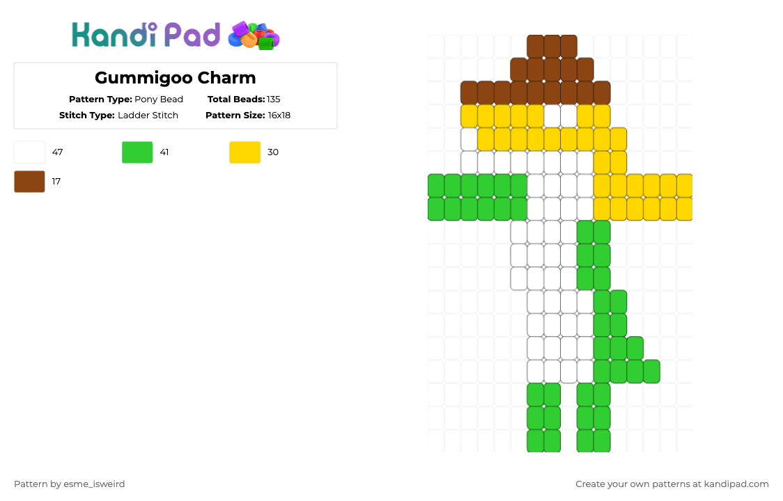 Gummigoo Charm - Pony Bead Pattern by esme_isweird on Kandi Pad - yellow,green,gummigoo,charm,gummigoo charm,tadc,gummigoo tadc,the amazing digital circus,easy,tadc charm