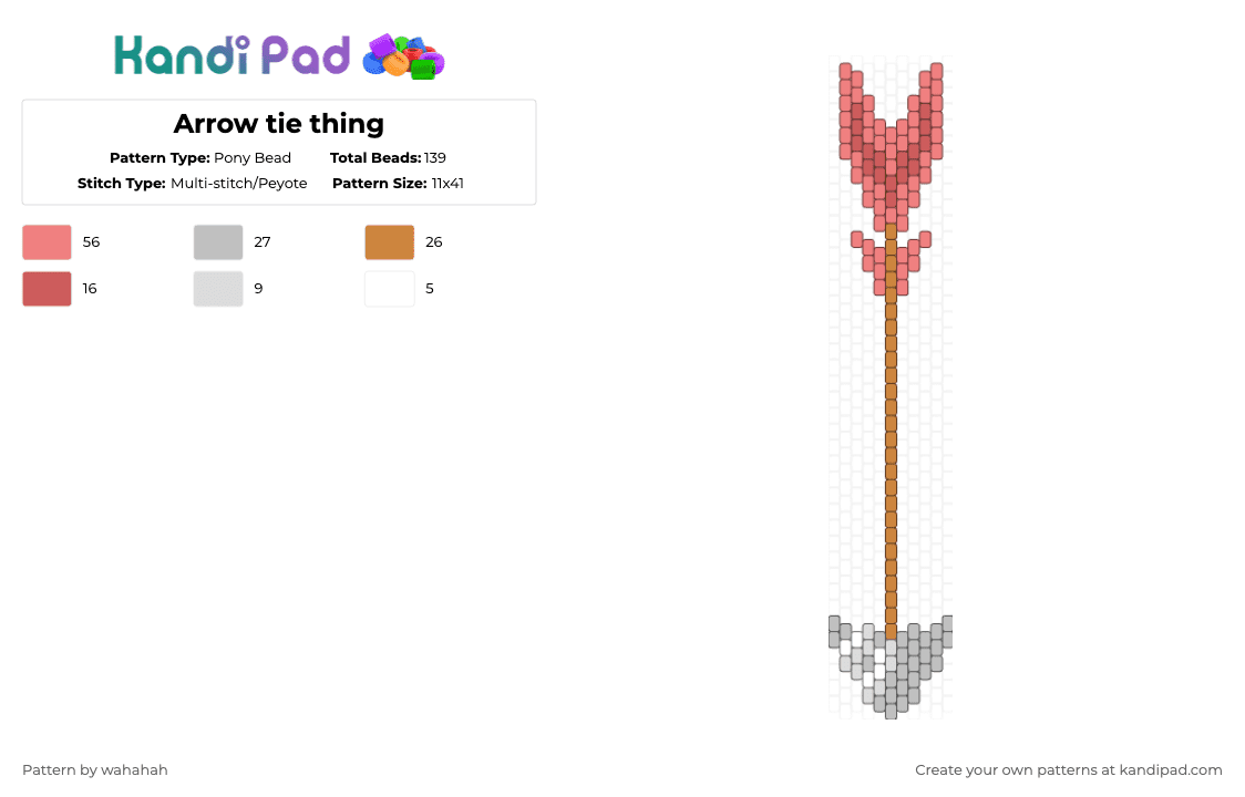 Arrow tie thing - Pony Bead Pattern by wahahah on Kandi Pad - red