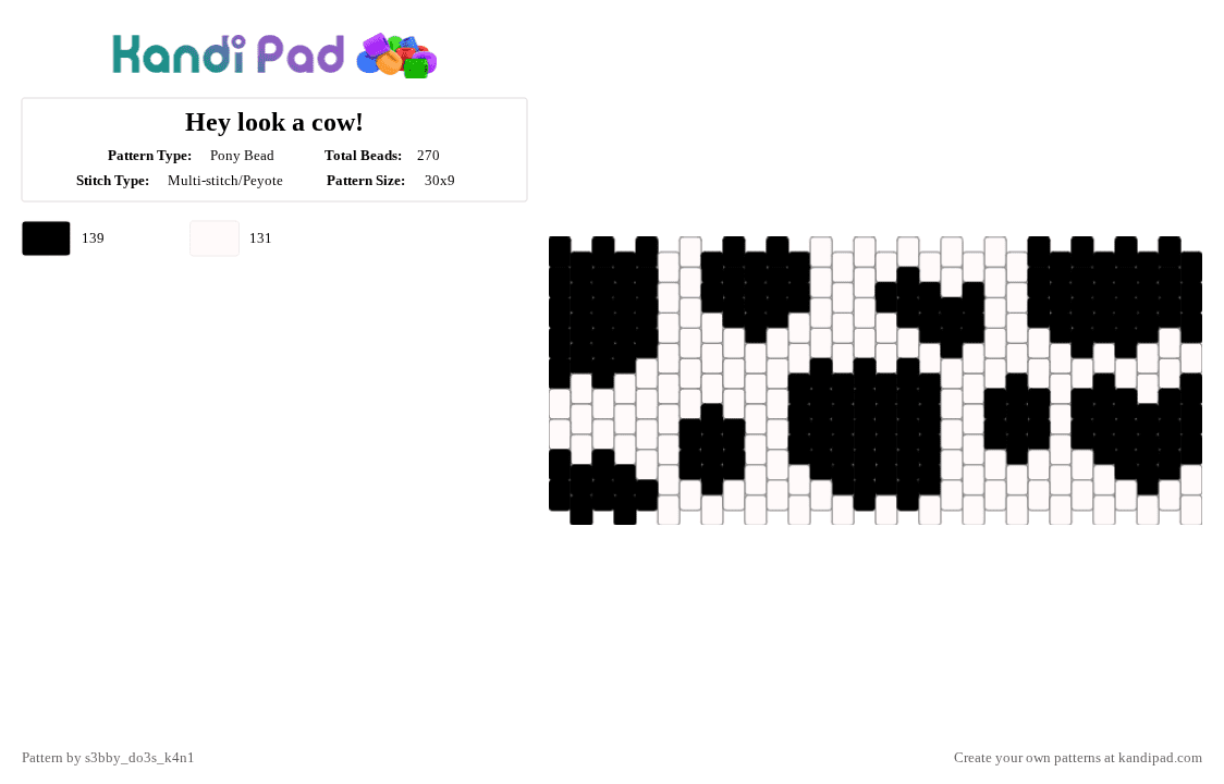 Hey Patterns Hey look a cow! Pony Bead Pattern - Kandi Pad | Kandi Patterns, Fuse ...