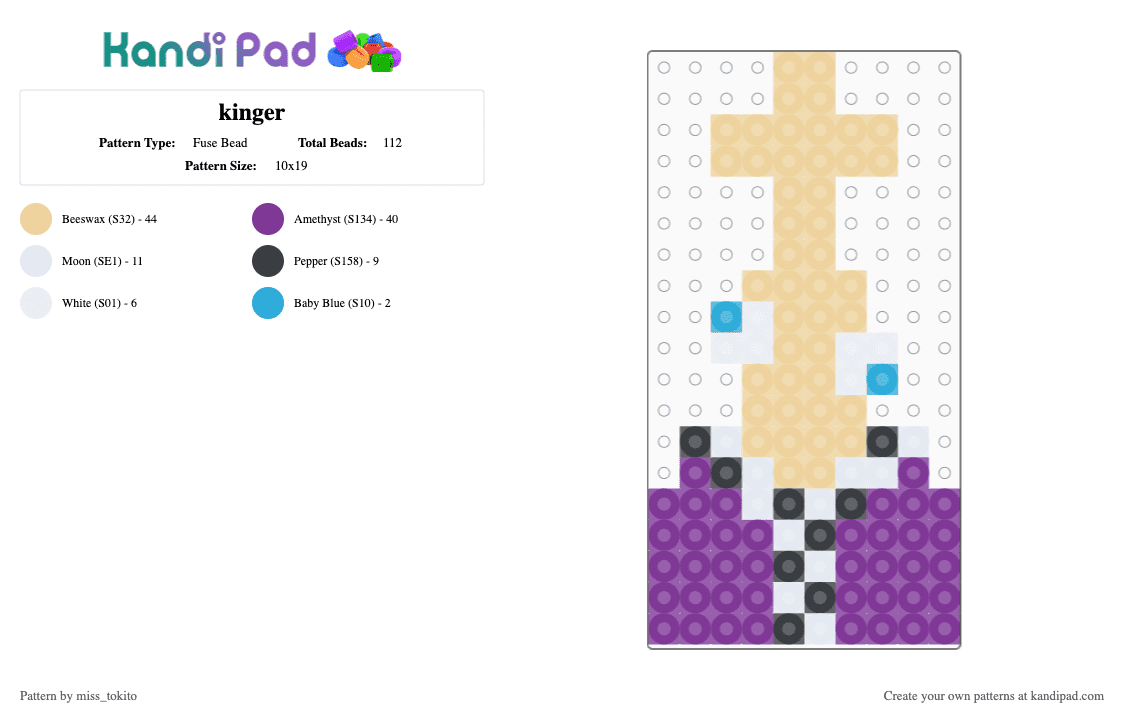kinger - Fuse Bead Pattern by miss_tokito on Kandi Pad - beige,pink,the amazing digital circus,tadc,echec,king,kinger,digital citcus,circus