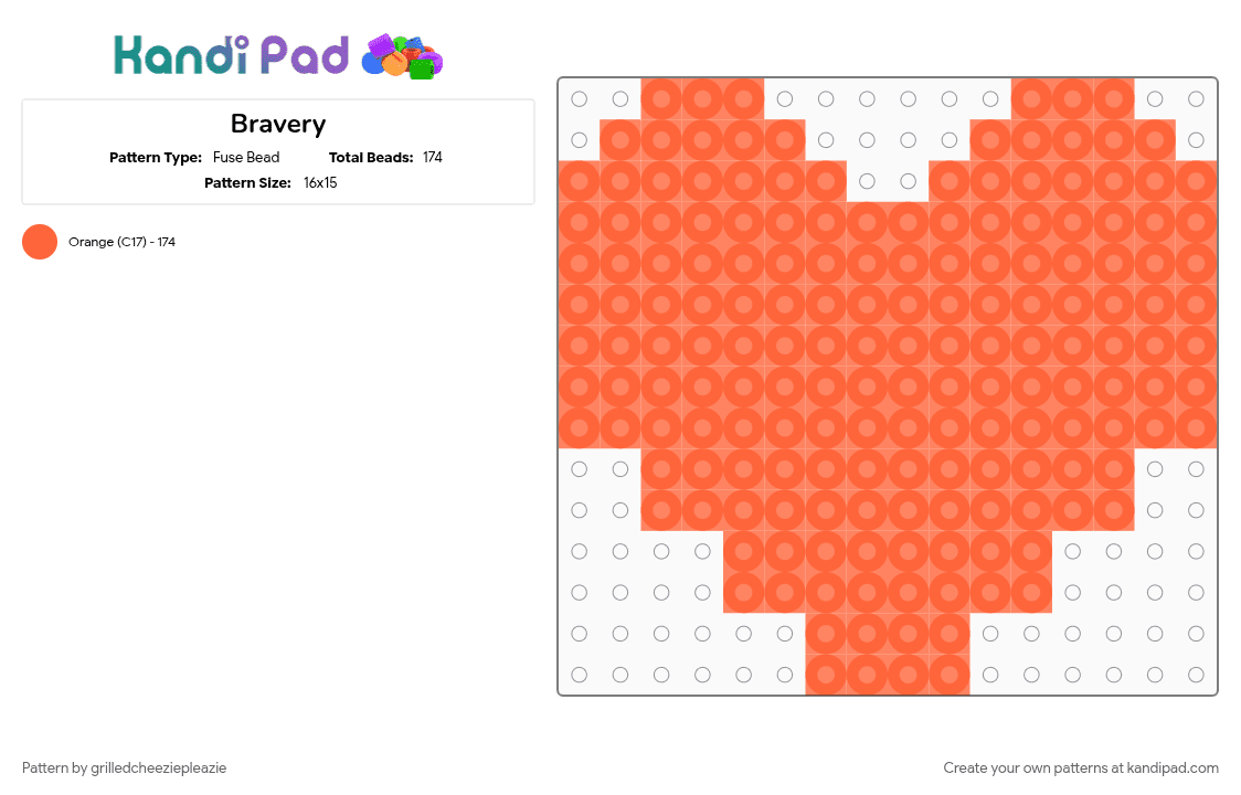Bravery - Fuse Bead Pattern by grilledcheeziepleazie on Kandi Pad - orange, undertale