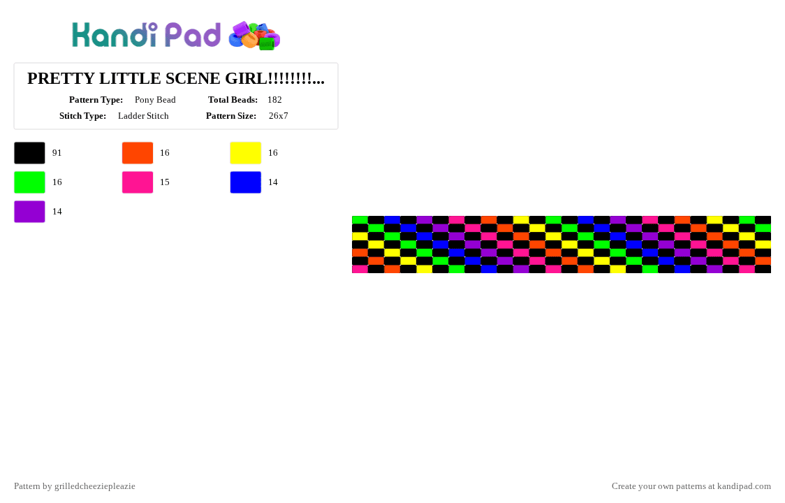 PRETTY LITTLE SCENE GIRL!!!!!!!!!!!!! - Pony Bead Pattern by grilledcheeziepleazie on Kandi Pad - black,purple
