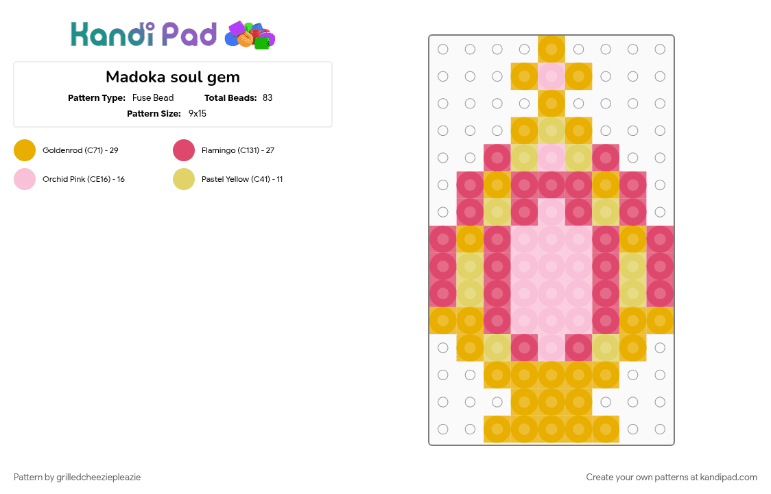 Madoka soul gem - Fuse Bead Pattern by grilledcheeziepleazie on Kandi Pad - orange, red