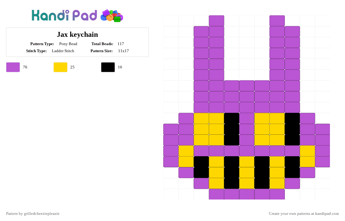 Jax keychain - Pony Bead Pattern by grilledcheeziepleazie on Kandi Pad - pink,tadc,jax