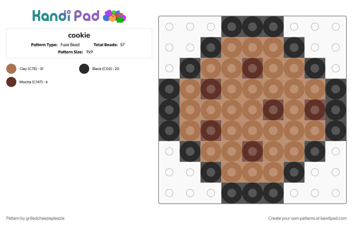 cookie - Fuse Bead Pattern by grilledcheeziepleazie on Kandi Pad - cookie, tan
