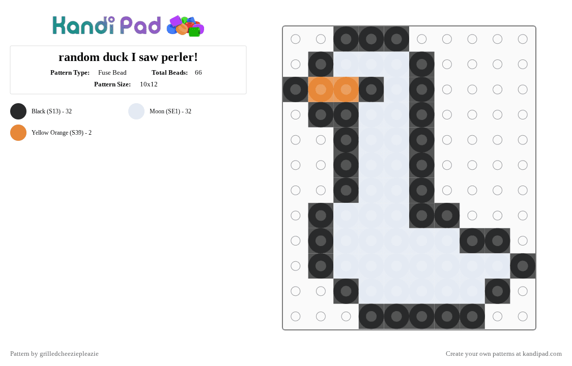 random duck I saw perler! - Fuse Bead Pattern by grilledcheeziepleazie on Kandi Pad - white,duck,perler