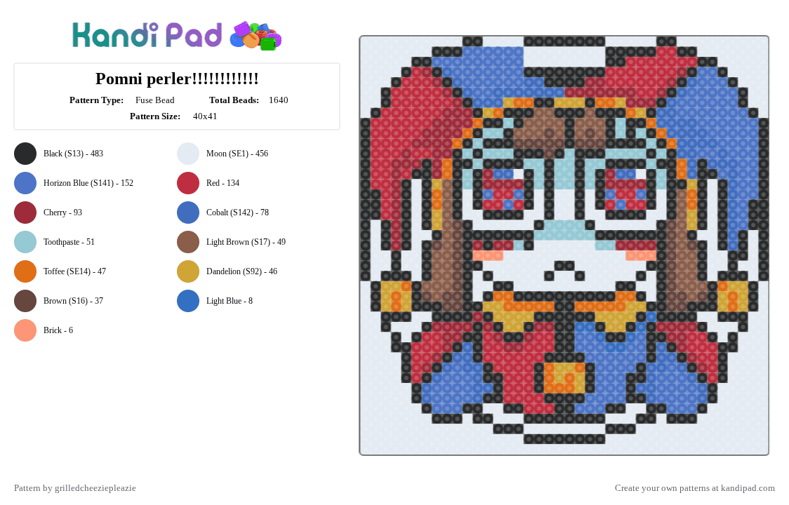 Pomni perler!!!!!!!!!!!! - Fuse Bead Pattern by grilledcheeziepleazie on Kandi Pad - white,blue,red,tadc,pomni