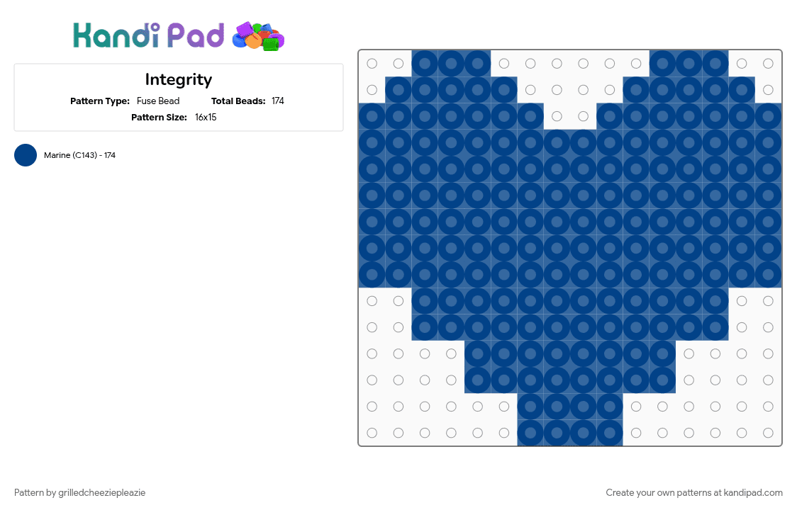 Integrity - Fuse Bead Pattern by grilledcheeziepleazie on Kandi Pad - blue, undertale