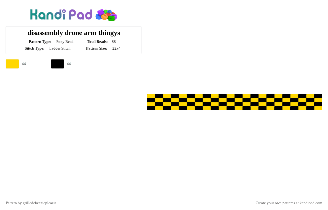 disassembly drone arm thingys - Pony Bead Pattern by grilledcheeziepleazie on Kandi Pad - black, md, murder drones, n, v, yellow