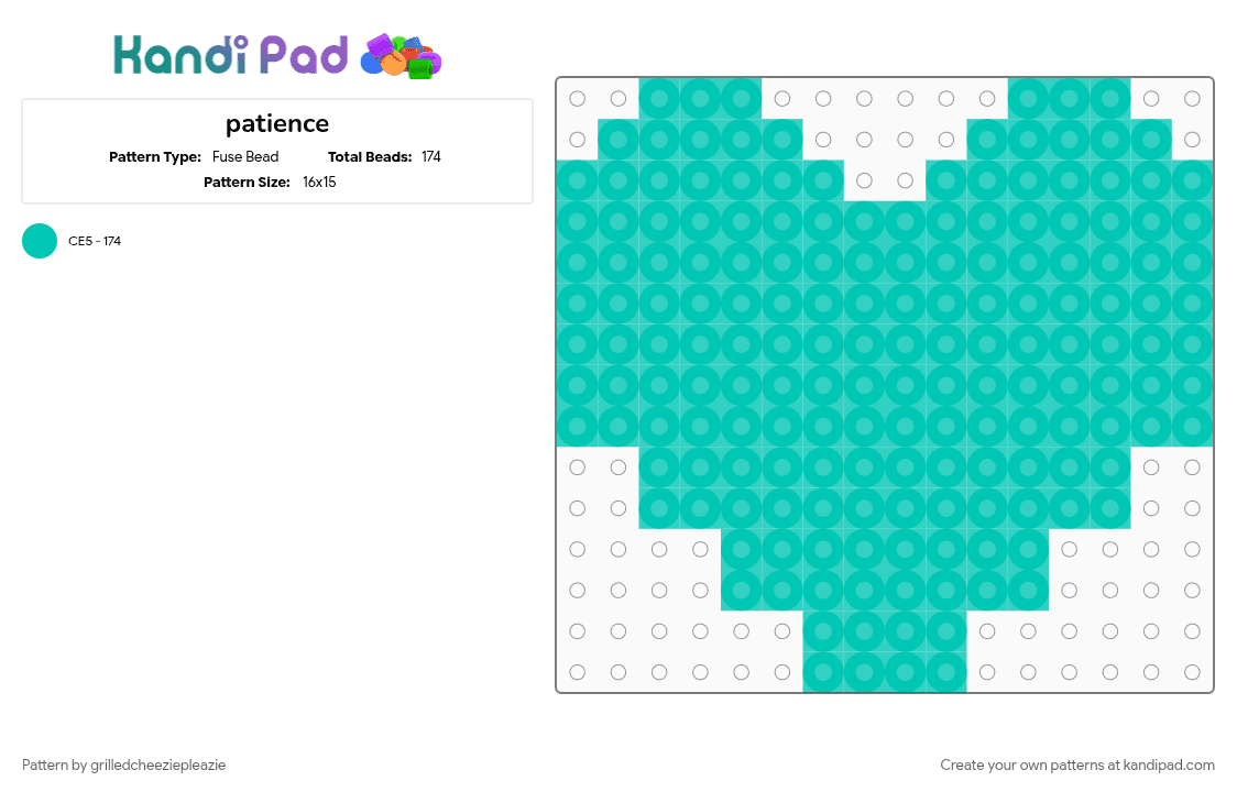 patience - Fuse Bead Pattern by grilledcheeziepleazie on Kandi Pad - teal, undertale