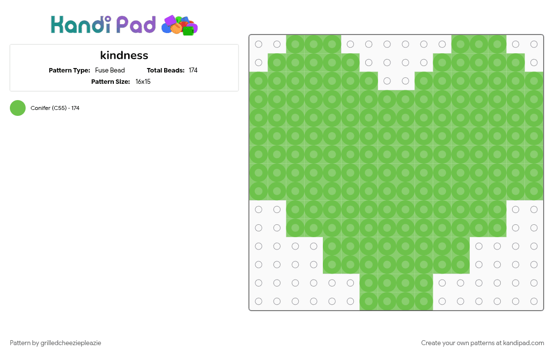 kindness - Fuse Bead Pattern by grilledcheeziepleazie on Kandi Pad - green, undertale