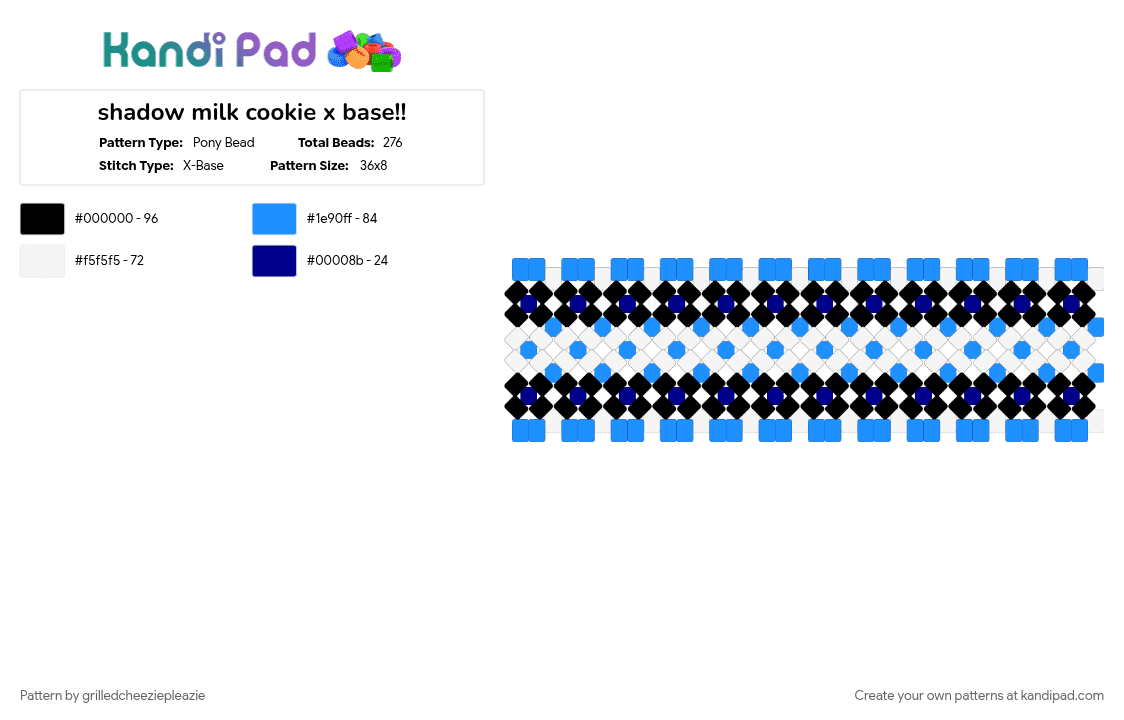 shadow milk cookie x base!! - Pony Bead Pattern by grilledcheeziepleazie on Kandi Pad - light blue