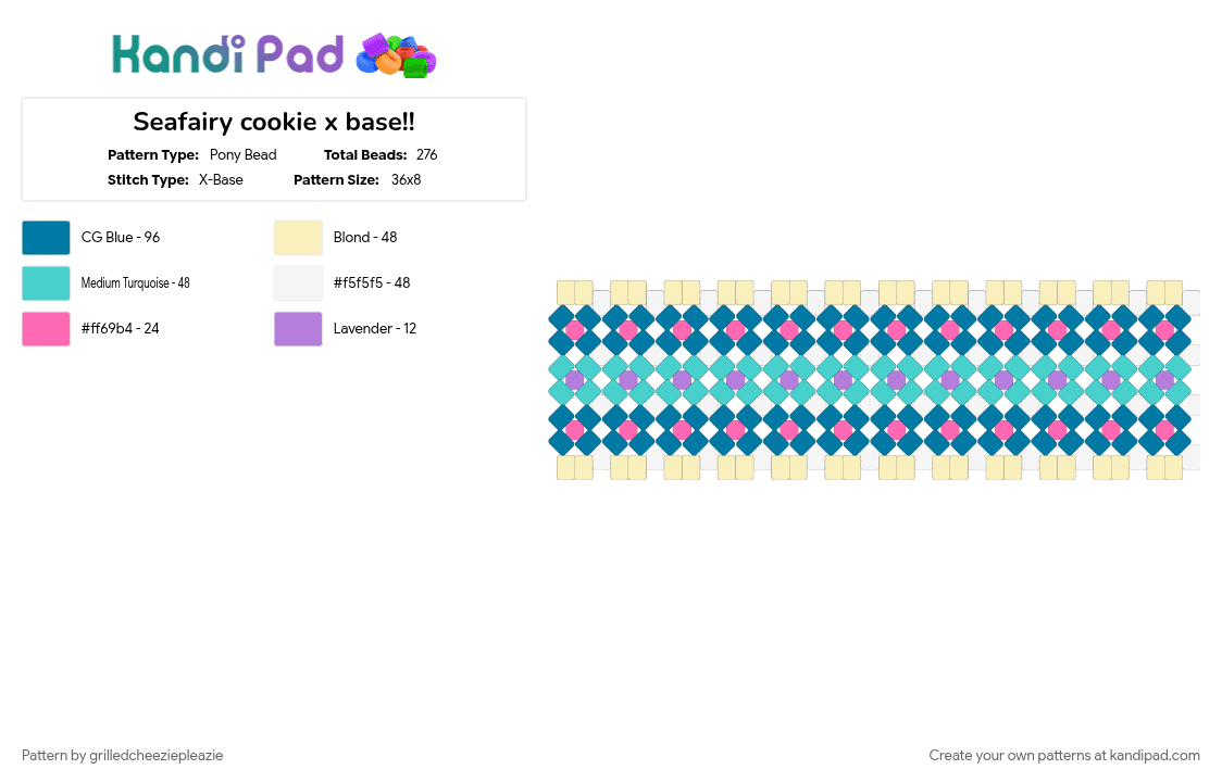 Seafairy cookie x base!! - Pony Bead Pattern by grilledcheeziepleazie on Kandi Pad - blue, cookie