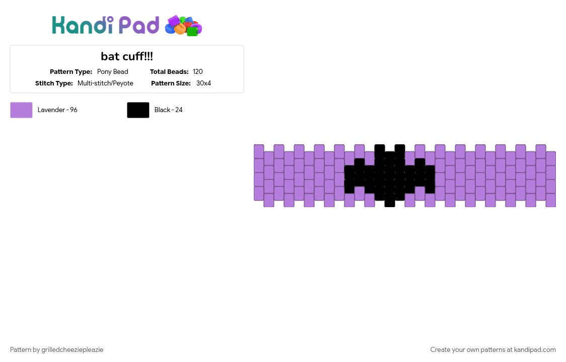 bat cuff!!! - Pony Bead Pattern by grilledcheeziepleazie on Kandi Pad - bat, halloween, pink
