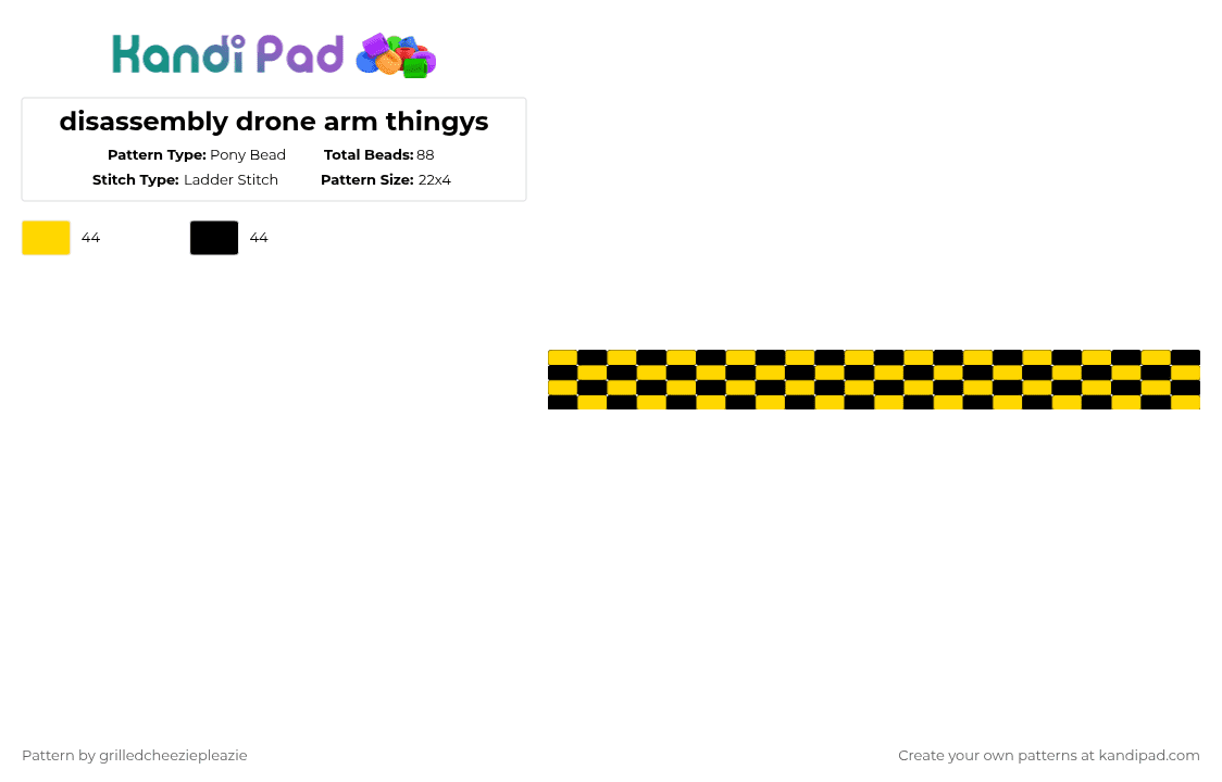 disassembly drone arm thingys - Pony Bead Pattern by grilledcheeziepleazie on Kandi Pad - yellow,black,md,murder drones,v,n