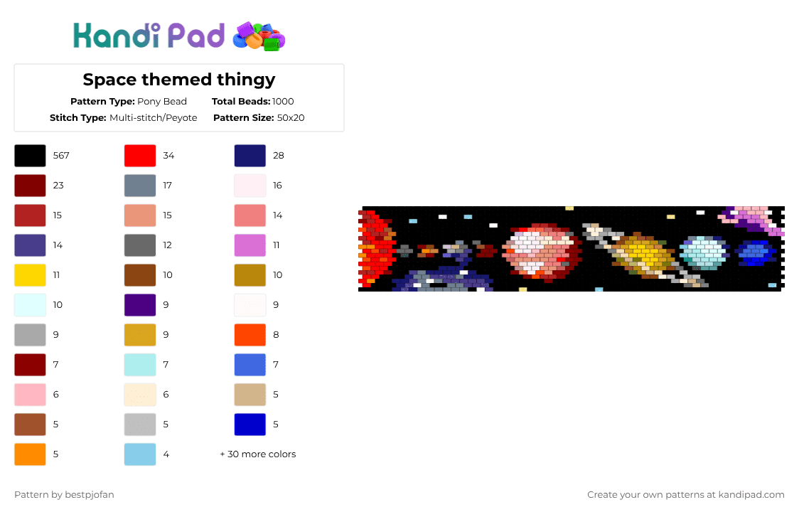 Space themed thingy - Pony Bead Pattern by bestpjofan on Kandi Pad - black,purple,red,gray,colorful