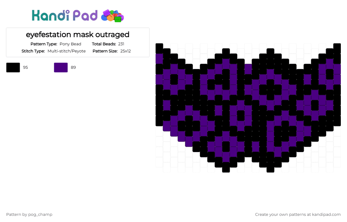 eyefestation mask outraged - Pony Bead Pattern by pog_champ on Kandi Pad - purple,black,eyes,mask,outraged,eyefestation,pressure